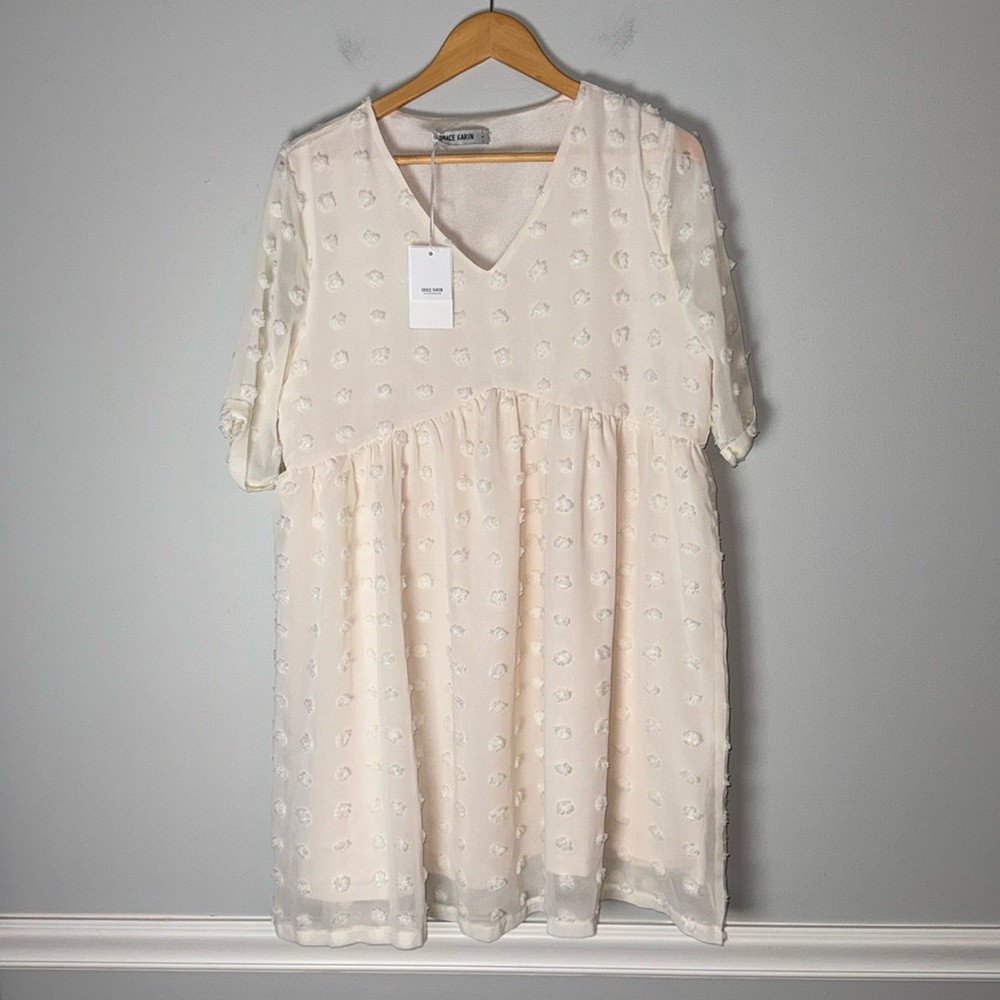 New Grace Karin Ivory Swiss Dot Large Dress